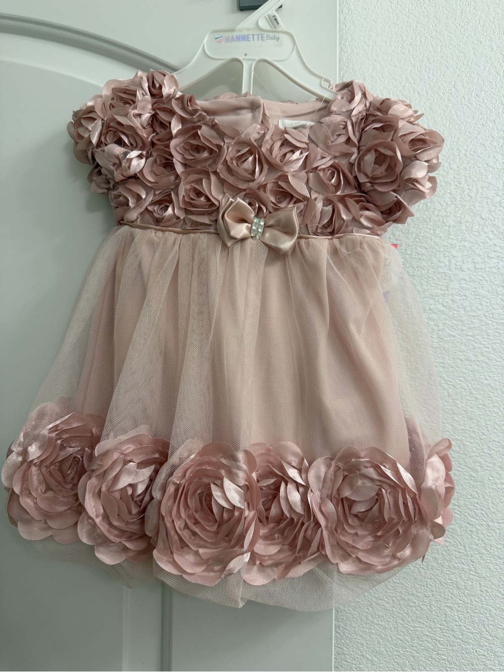 Nannette Blush Rose-Appliqué Tulle Party Dress